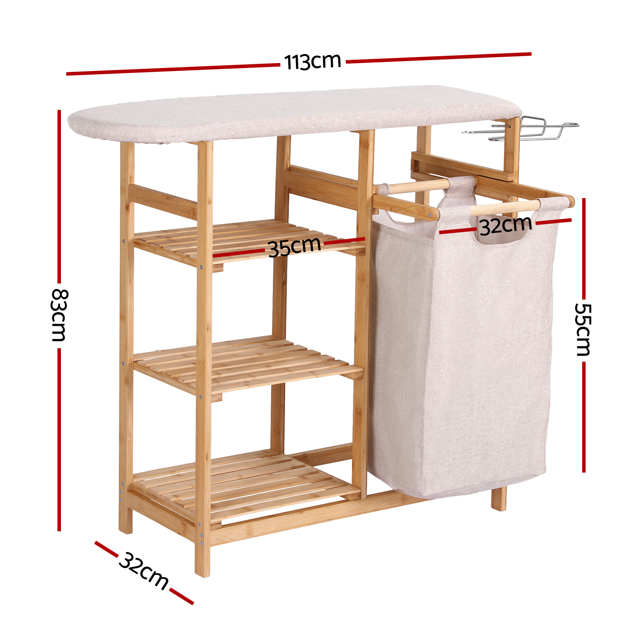 Artiss Laundry Basket Hamper with Ironing Board Bamboo — image 3