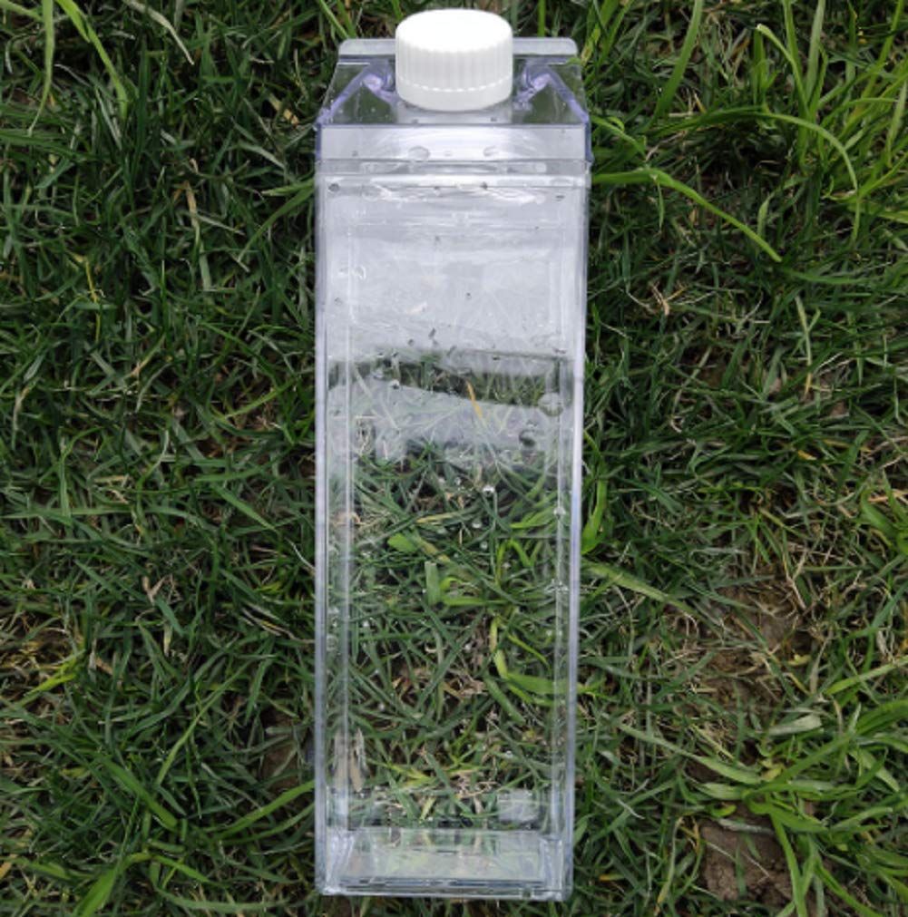 Milk Carton Water Bottle 17oz (500mL) Plastic Clear Square Milk Bottles No BPA Leakproof Water Bottle Portable Reusable — image 4