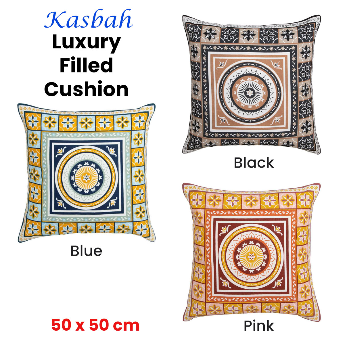 J Elliot Home Kasbah Luxury Filled Cushion 50 x 50cm Blue β image 4