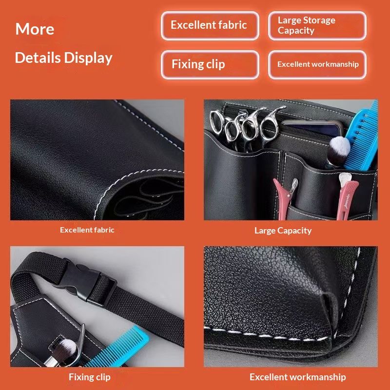 Hairdresser Scissor Bag, Barber Leather Waist Pouch, Professional Hairdressing Tools Storage Holster with Waist Belt, Hair Salon Scissor Storage Waist Bag for — image 5