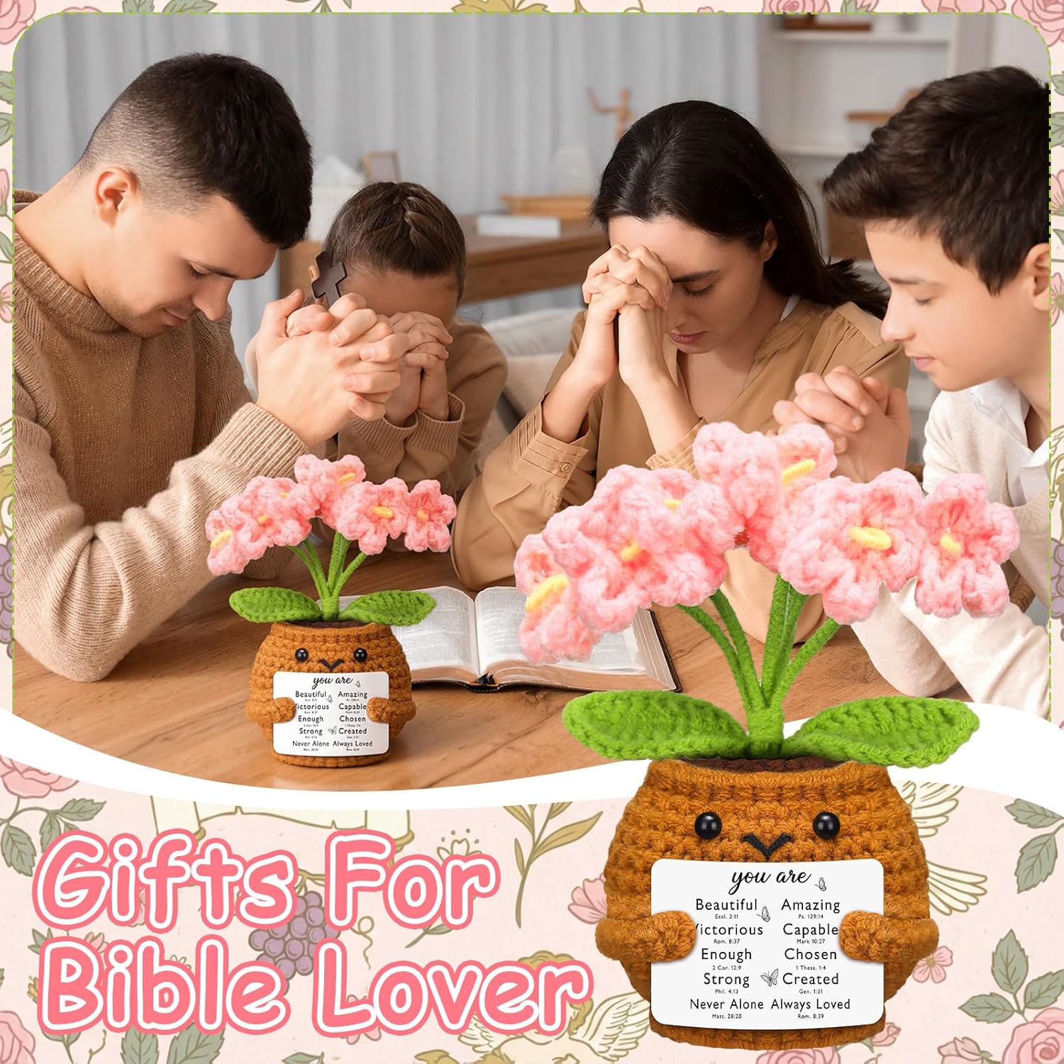 Christian Gift for Women Positive Handmade Crochet Doll with Bible Verse Prayer Card Inspirational Scripture Religious Mother's Day Sunday Group Church(Forget โ image 6