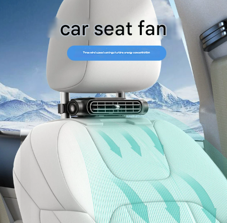 Black Car Seat Headrest Fan - USB Powered Bladeless Rear Seat Fan for Vehicle Cooling (175x75x34mm) — image 2