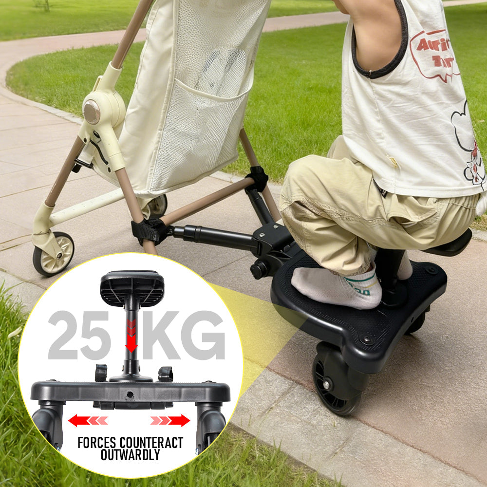 Universal Pram Board Seat and Stand Up Adjustable Buggy Board Pushchair with Bear Pattern Removable Seat Fits Most Strollers Holds Children Up to 25kg — image 3