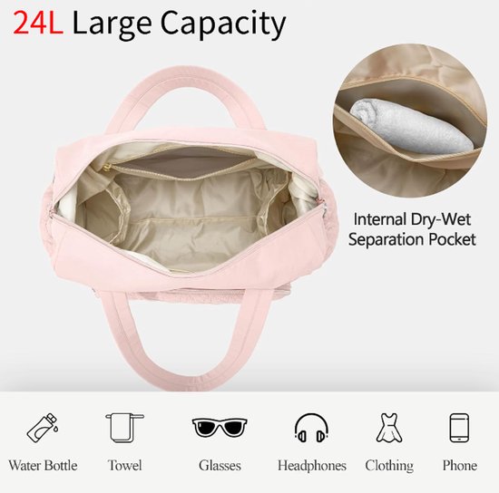 Sports Bag - Waterproof Travel Bag - 24 Liter Carry Bag - Zippered - Lightweight and Durable - Suitable for Gym, Training and Travel(Pink) — image 5