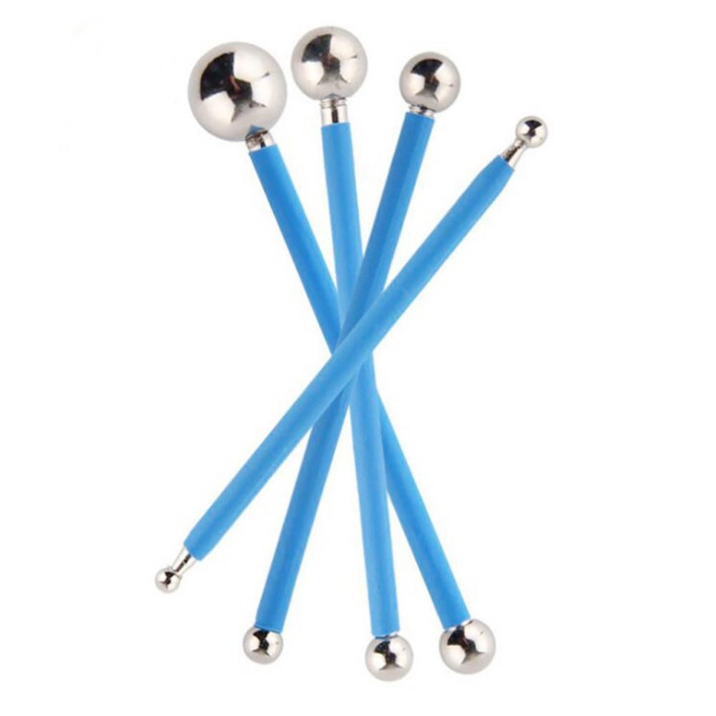 4PCS DIY Stainless Steel Polymer Clay Tools Sculpture Tool Toy Molding Balls Sticks Non Slip Durable Carving Pen — image 5