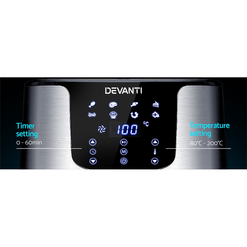 Devanti Air Fryer 7L LCD Fryers Stainless Steel — image 5