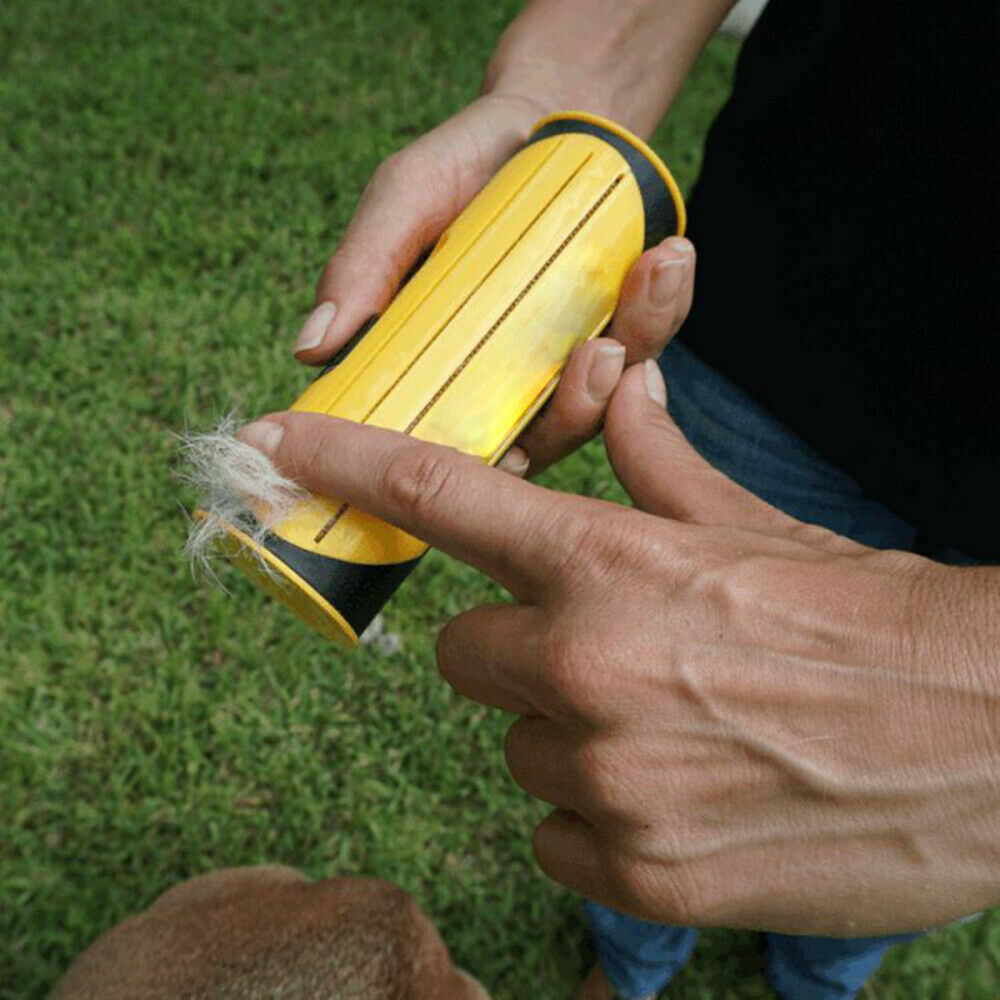 Pet Dog Cat Hair Fur Deshedding Shedding Trimmer Grooming Roll Comb Brush yellow โ image 5