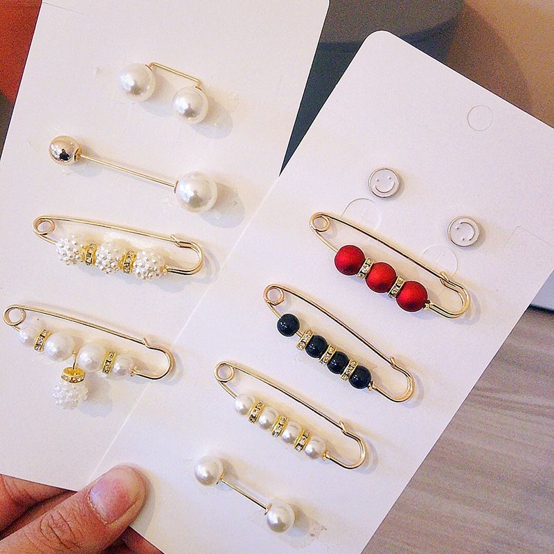 WSD Pearl Waist Pin Flower Brooch Unisex 6-piece set of waist-shaping needles D โ image 2