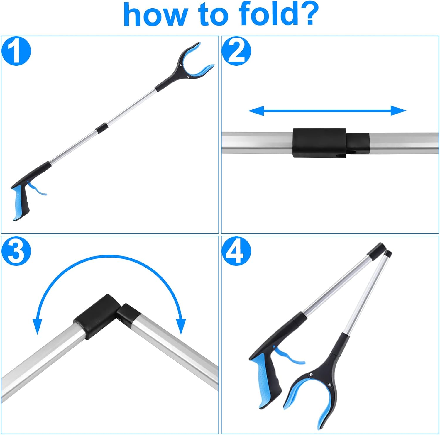 2 Pack Foldable Grabber Reachers with Magnetic Tips and 360 Degree Rotating Heads, 83 cm Litter Pickers for Home and Garden — image 4