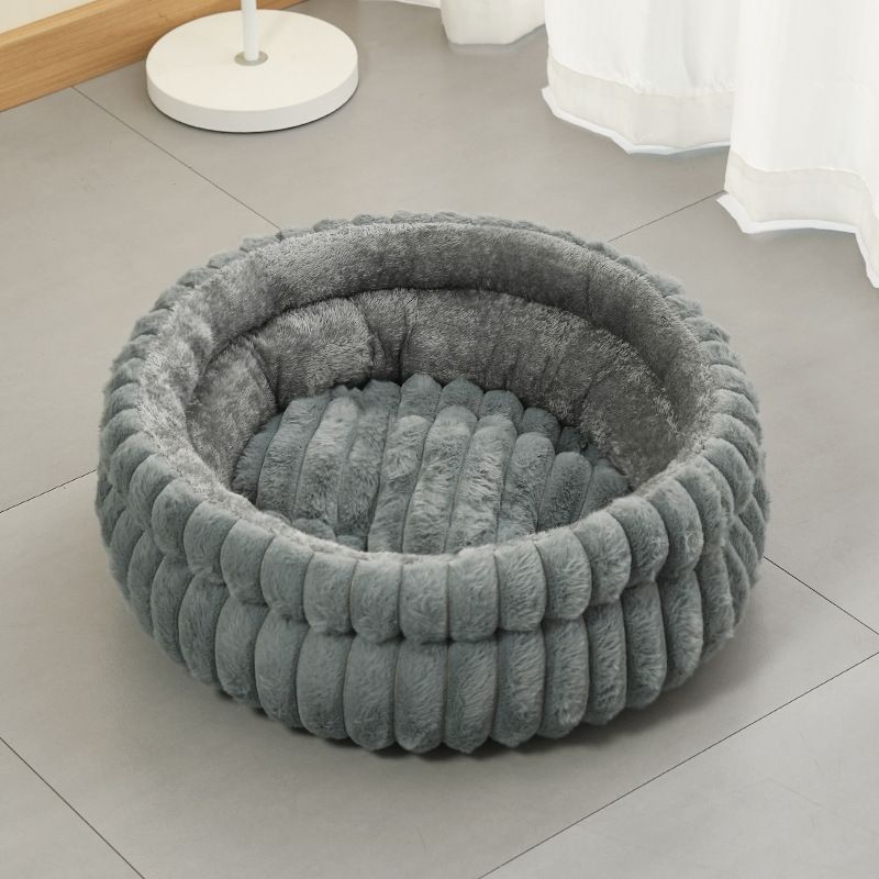 Plush Round Bed - Coffee, Size M: 50×50×15cm — image 3