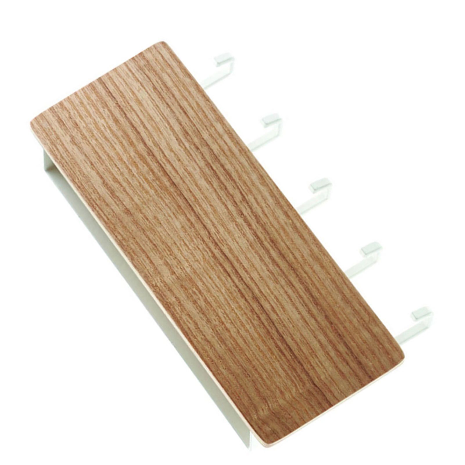 Japanese Wall Mounted Key Holder Wood with 5 Hooks Punch Free Multifunction Key Hanger for Home Natural Wood Color โ image 4