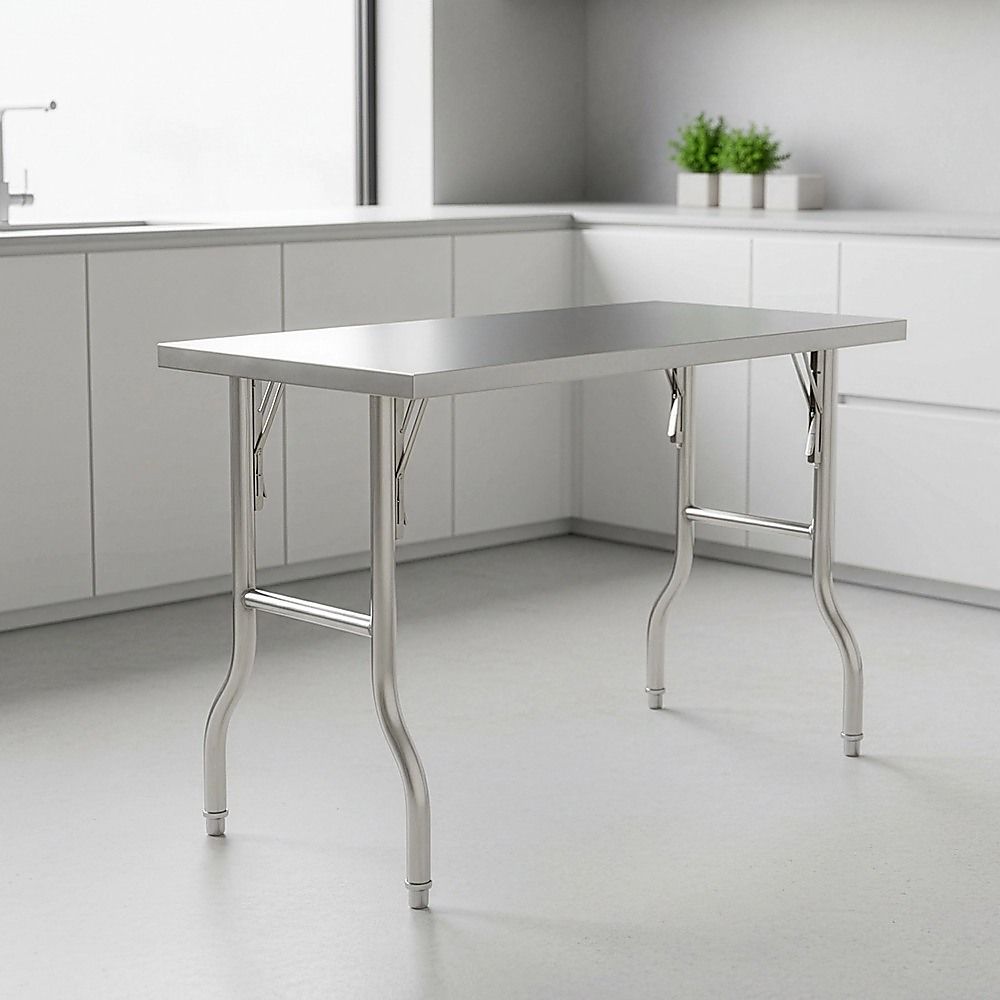 Stainless Steel Kitchen Bench Folding Commercial Prep Work Table 122x61cm โ image 2
