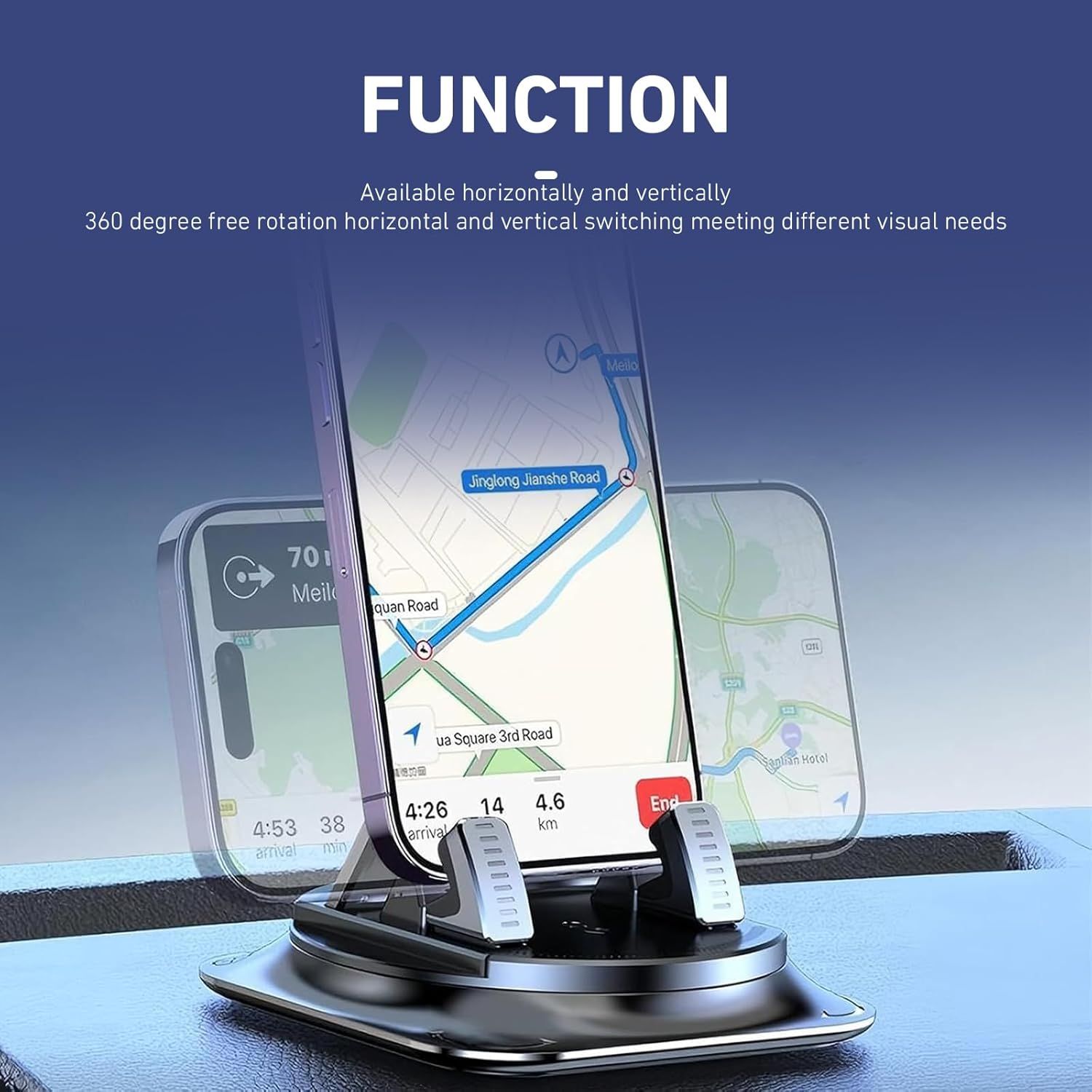 Car Dashboard Phone Holder, Rotatable One-Hand Operation Bracket, Anti-Slip Waterproof Navigation Mount with Strong Suction, Wider Silicone Base for โ image 6