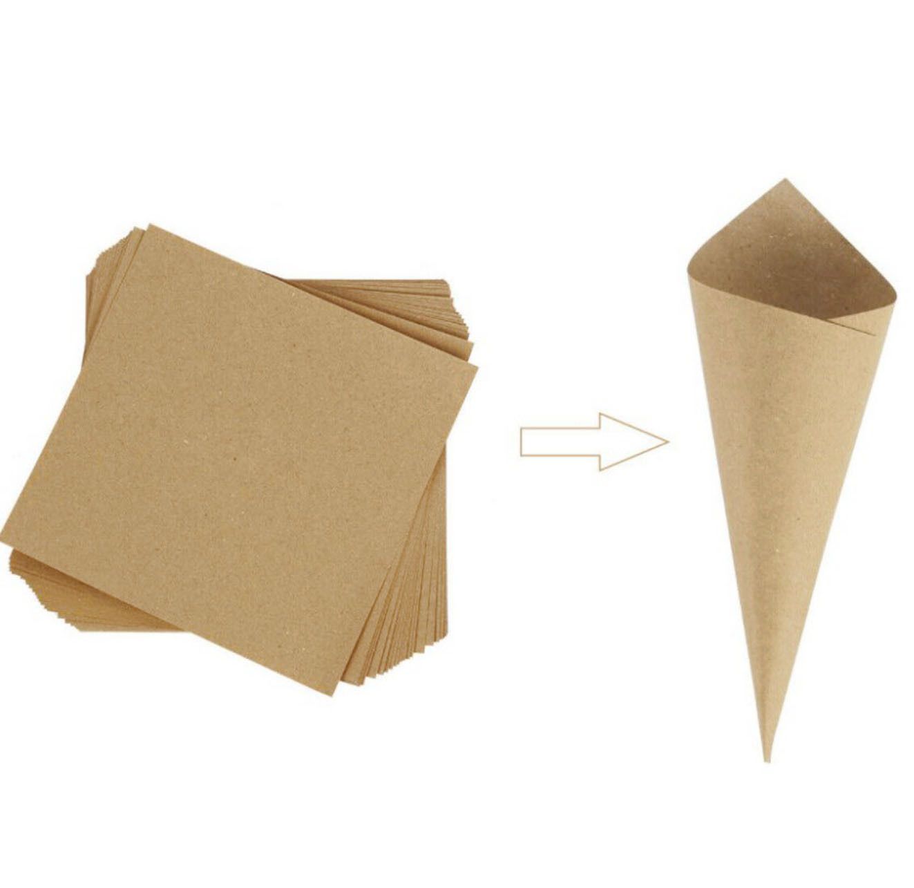 50PCS Kraft Paper Confetti Cones Brown Wedding Confetti Cones Vintage Kraft Paper Petal Cones with Hemp โ image 5