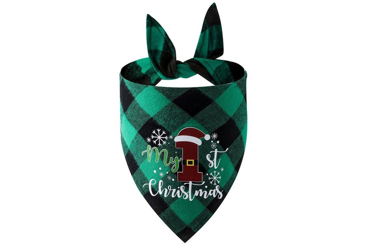 Christmas Pet Triangle Scarf Dog Bandana Pet Wearable Accessories Red Grid - Merry Christmas โ image 6
