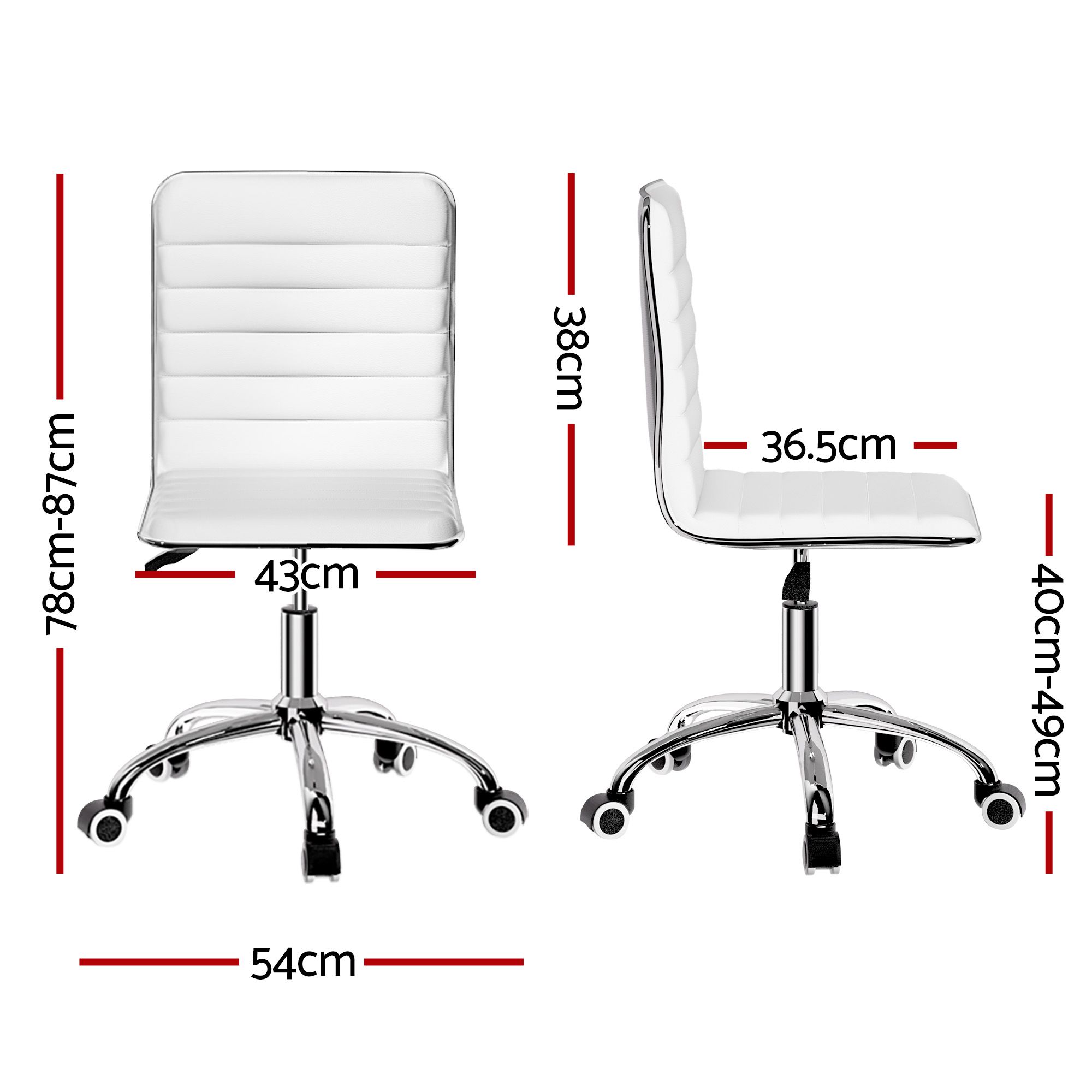 Artiss Office Chair Conference Chairs PU Leather Low Back White — image 2