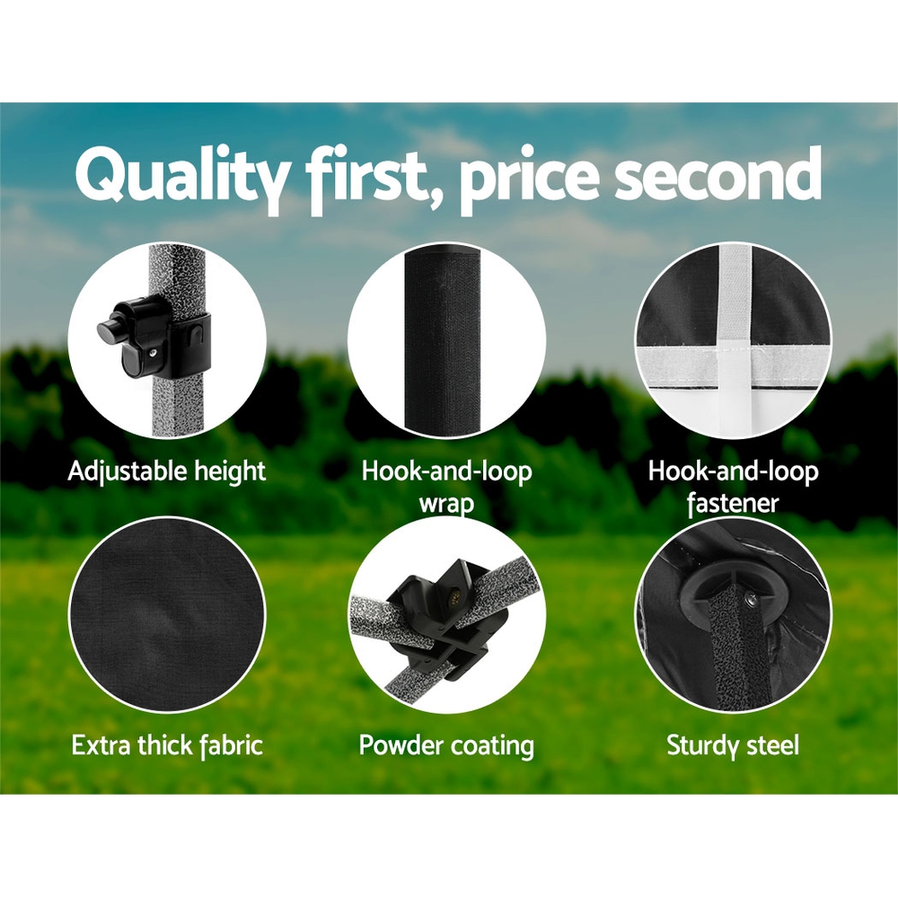 Instahut Gazebo Pop Up Marquee 3x3m Folding Tent Wedding Outdoor Camping Canopy Gazebos Shade Black โ image 6