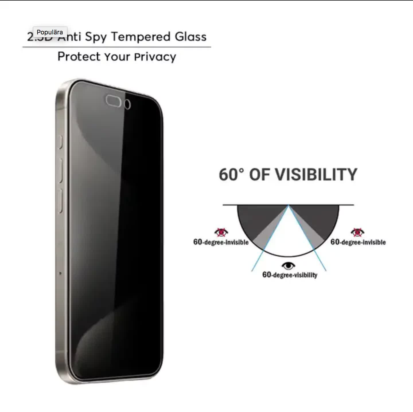 New 3-pack Compatible with iPhone 16 Pro Max Privacy Tempered Glass Screen Protector — image 4