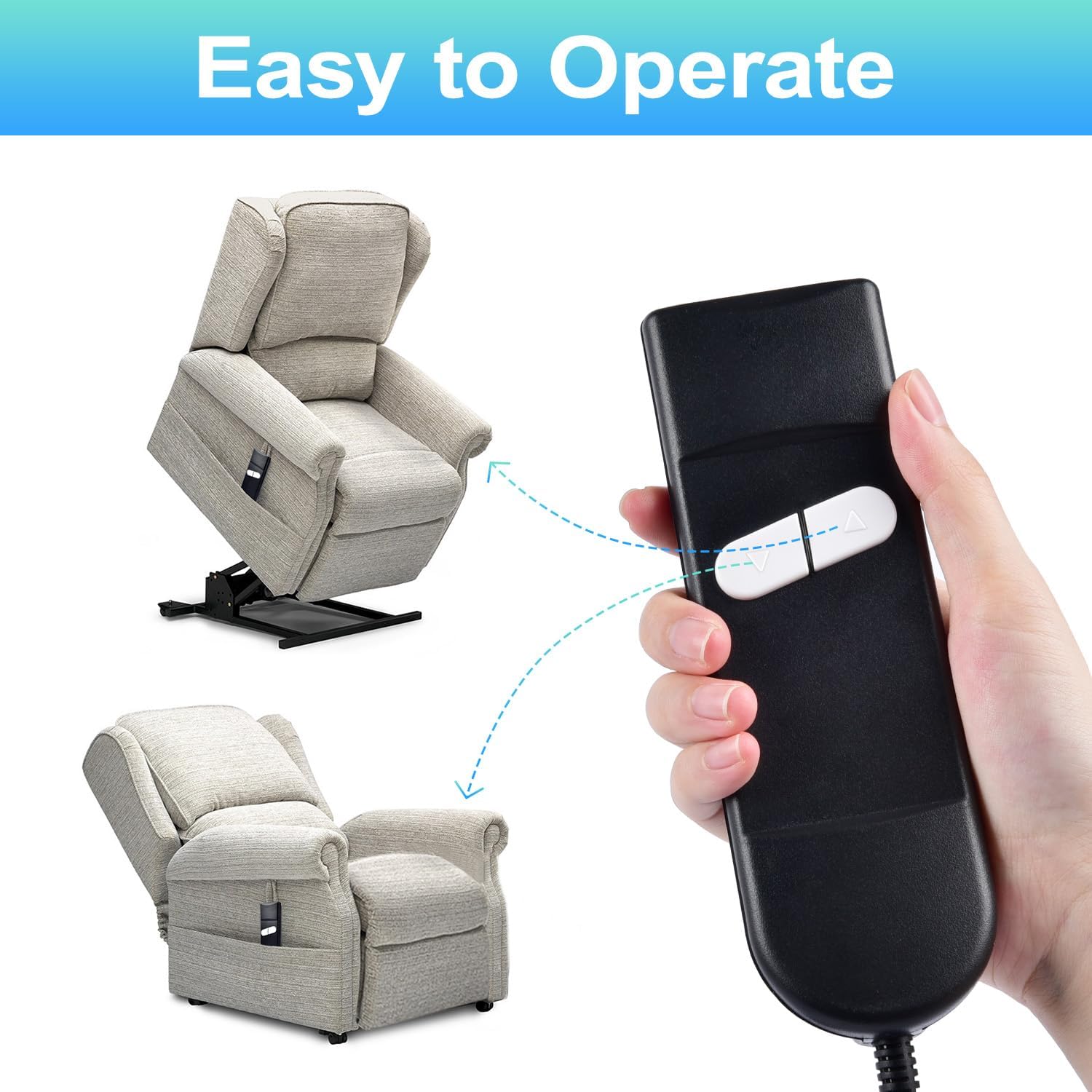 Recliner Remote Lift Chair Remote Replacement 2 Button (Up/Down) 5-Pin Hand Controller for Lazyboy, Golden Limoss OKIN — image 4