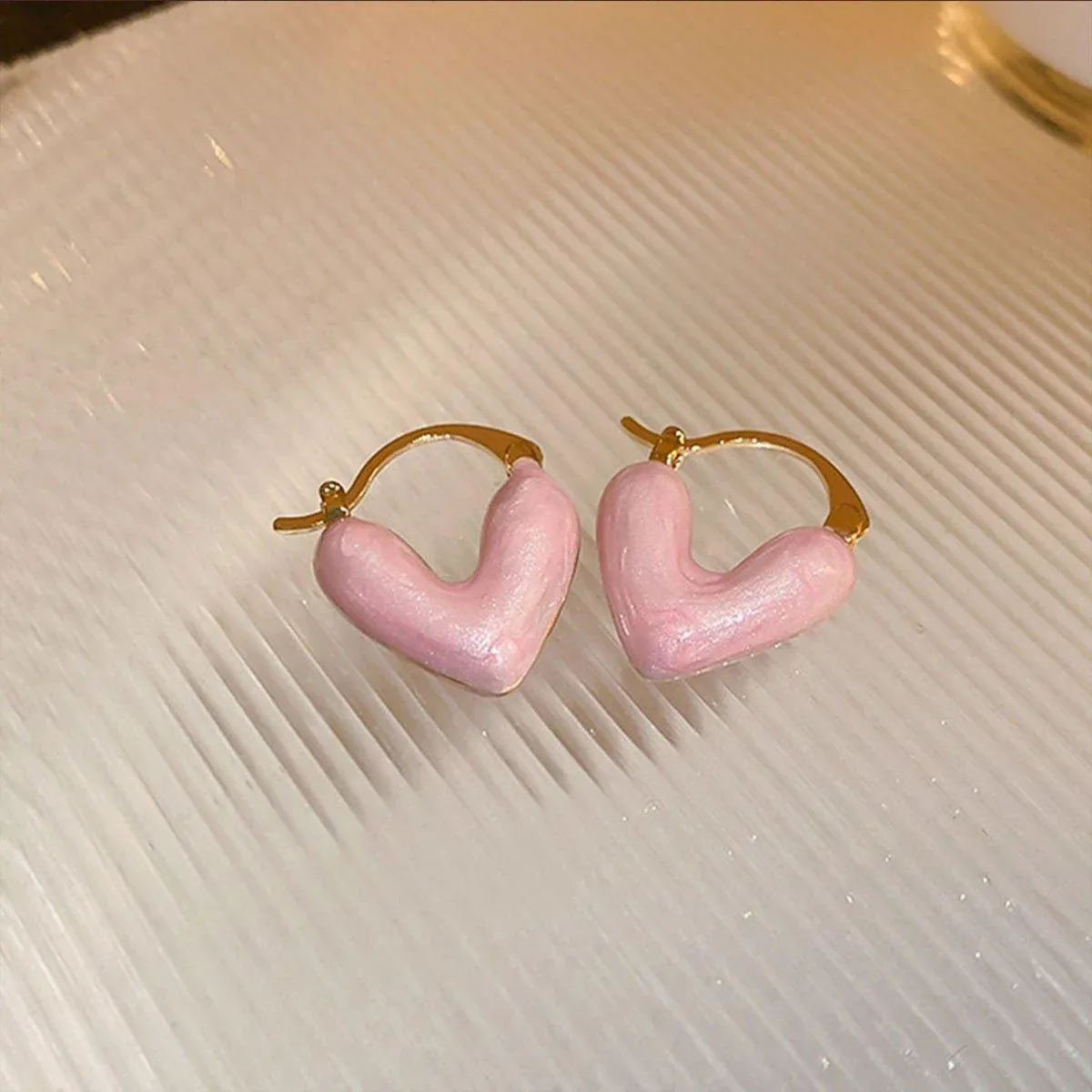 Romantic Pink Dripping Heart Dangle Earrings Women Girls Fashion Jewelry โ image 5