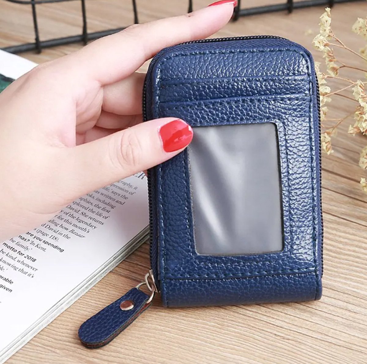 Card Holder for 12 Cards | Credit Card Holder | With Cash Compartment | With Driver's License Compartment | Card Holder | Wallet | PU Leather | Purse | Blue — image 5