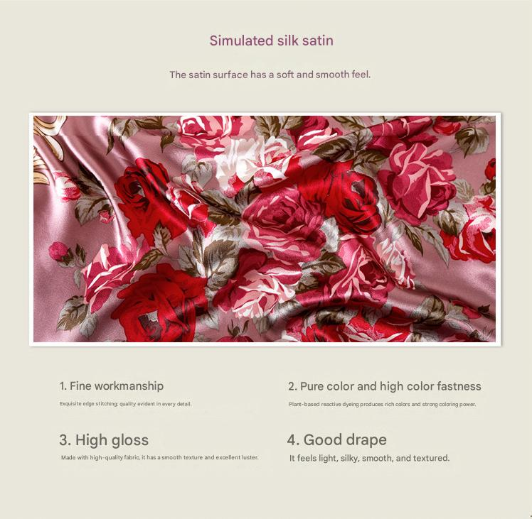 White Dragonfly and Lotus Flower Painting Elegant 90x90cm Satin Silk Scarf for Women - Double-Sided Printed Square Headscarf Shawl Wrap - Lightweight Versatile โ image 3