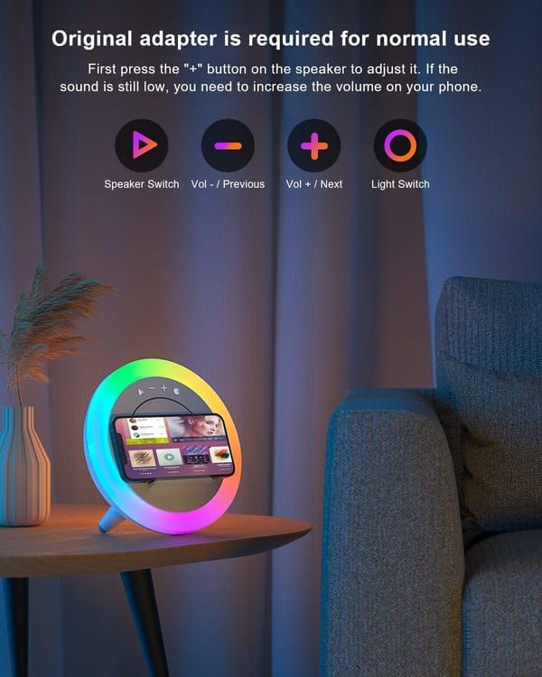 Color-Changing Bluetooth Speaker with Wireless Charging Pad — image 3
