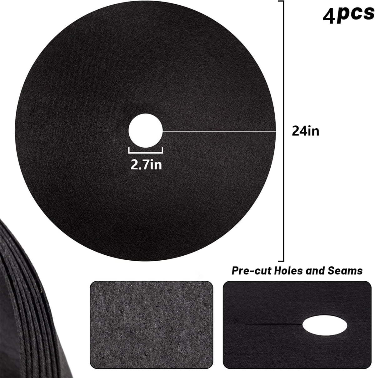 Non Woven Tree Ring, 24.4 inches Round Tree Base Weed Barrier Fabric Cover, Degradable and Reusable Tree Mulch Ring for Landscaping Weed Control, Root โ image 2