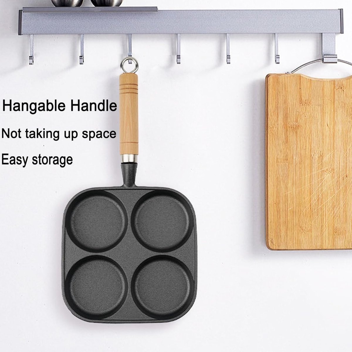 Four-pan 18 cm - Cast Iron - Natural Non-Stick Coating - For Eggs & Hamburgers — image 2