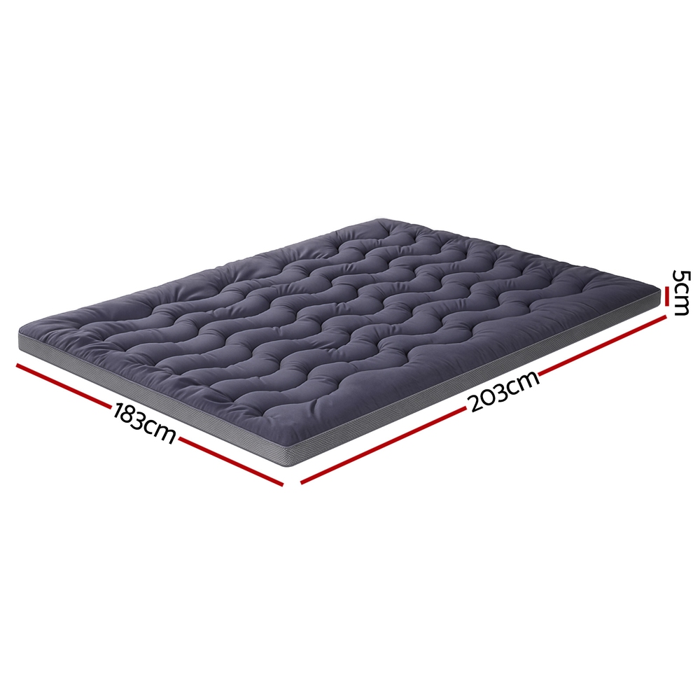 Giselle Bedding 5cm Pillowtop Topper Bamboo Polyester Blend Fibre Pad for Back Pain Relief Washable Overfilled Bed Protector 500GSM King — image 3