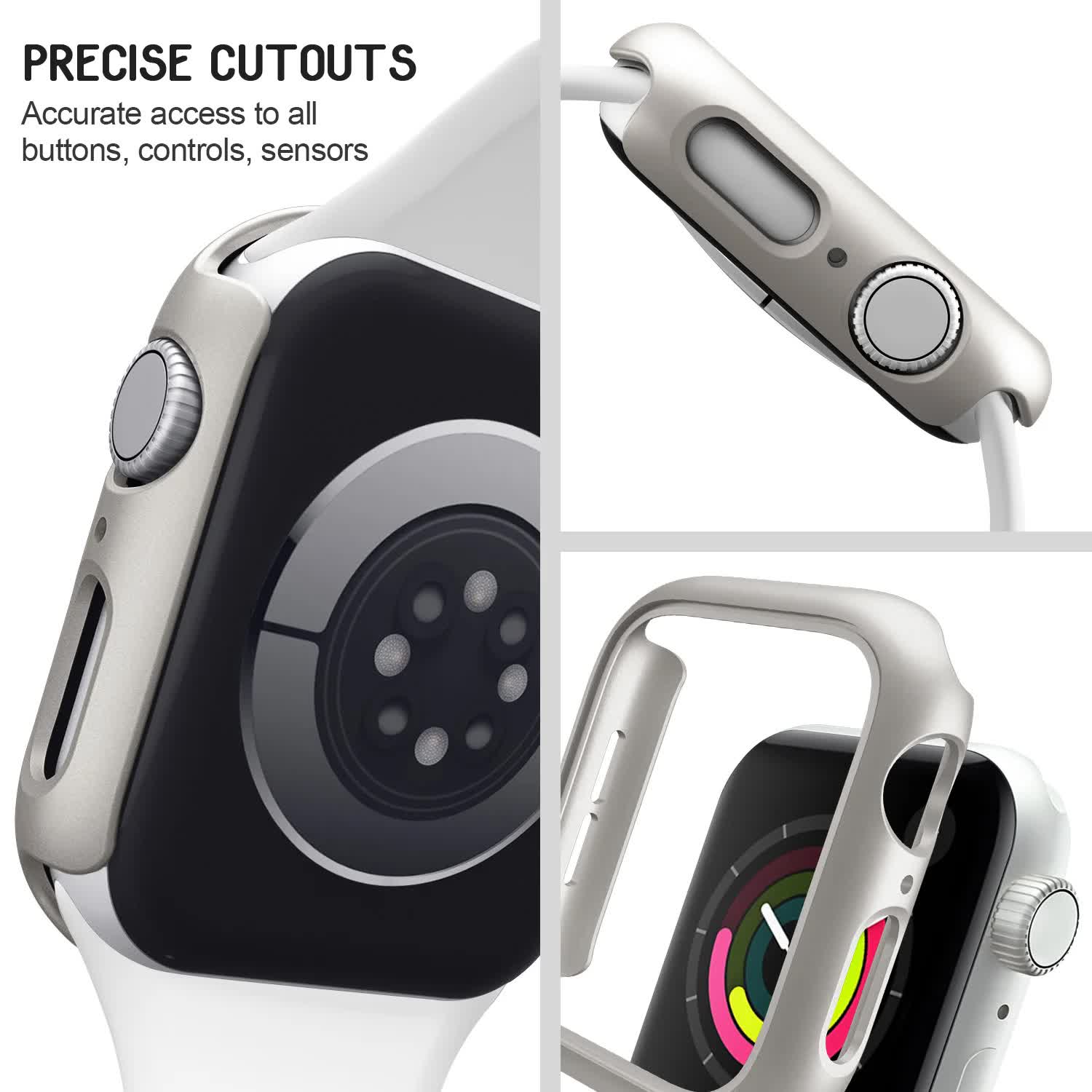 Hard PC Case for Compatible with Apple Watch 45mm 41mm 38mm 42mm 40mm 44mm iWatch SE Series 9 8 7 6 5 4 3 2 1 Matte Bumper Frame 3pcs — image 4