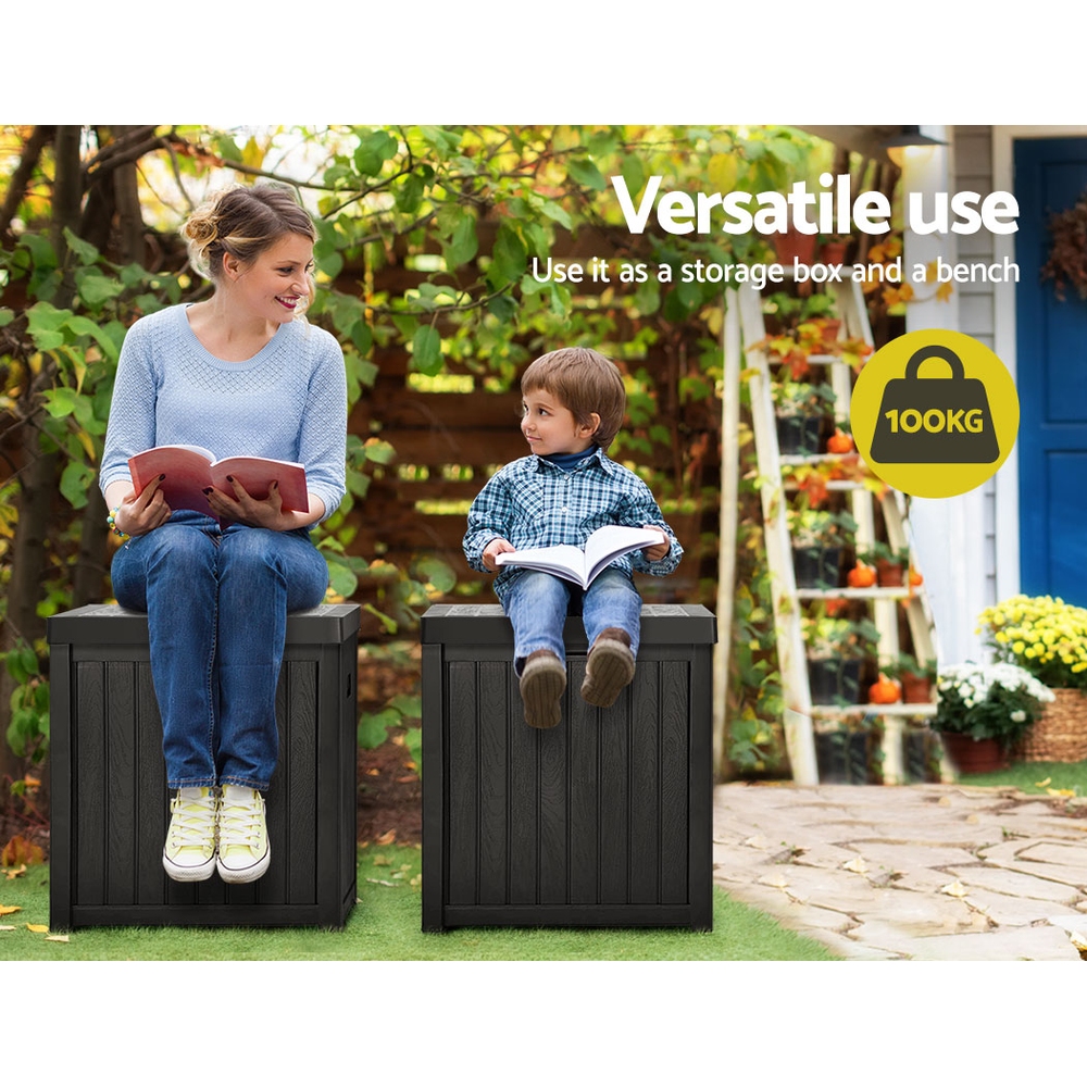 Gardeon Outdoor Storage Box 195L Organiser Garden Bench Deck Toy Shed Tool Black โ image 4