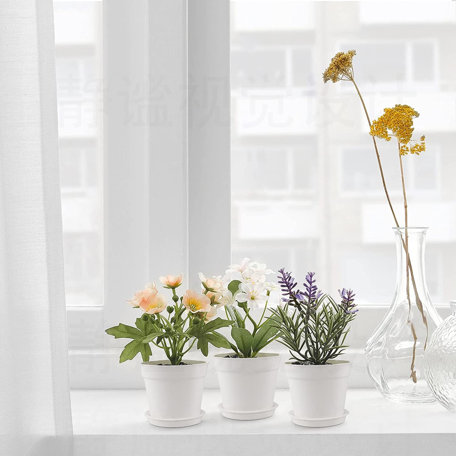 Pots for Plants, 8 Pack 4.8 inch Plastic Planters with Multiple Drainage Holes and Trays - Plant Pots for All Home Garden Flowers Succulents (White) — image 2