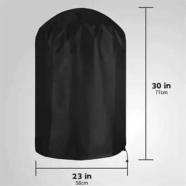 1 Piece 210D Oxford Charcoal Grill Cover, Waterproof Dustproof Outdoor BBQ Protector with Adjustable Drawstring, Black, 58 x 77 cm — image 4