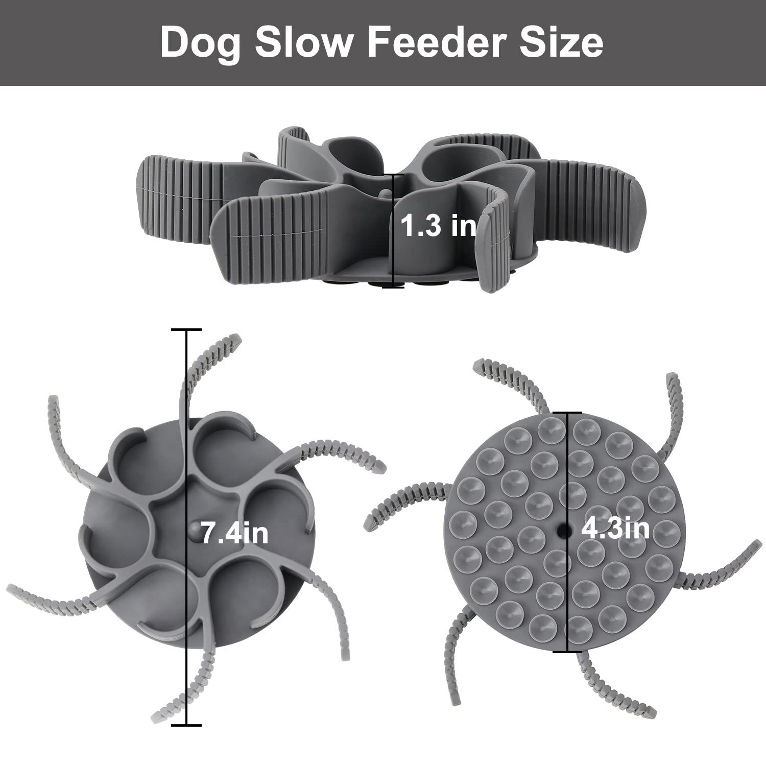 Dog Slow Feeder Dog Bowls Silicone Spiral Dog Food Bowls Feeder Insert to Slow Down Eating for Large Medium Small Breed Dogs(Grey) — image 5