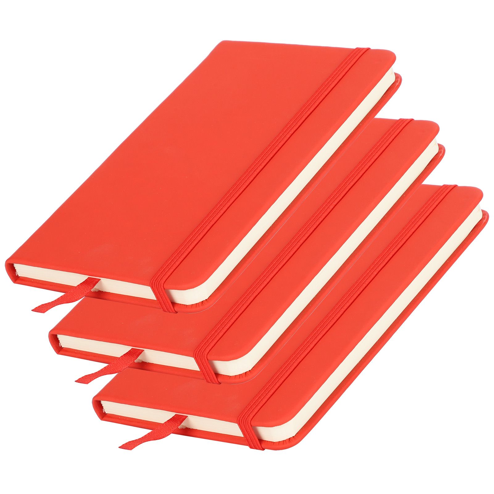 3Pcs PU A6 Business Notepad Hardcover Strap Notebook Diary Stationery Office School SuppliesRed — image 4
