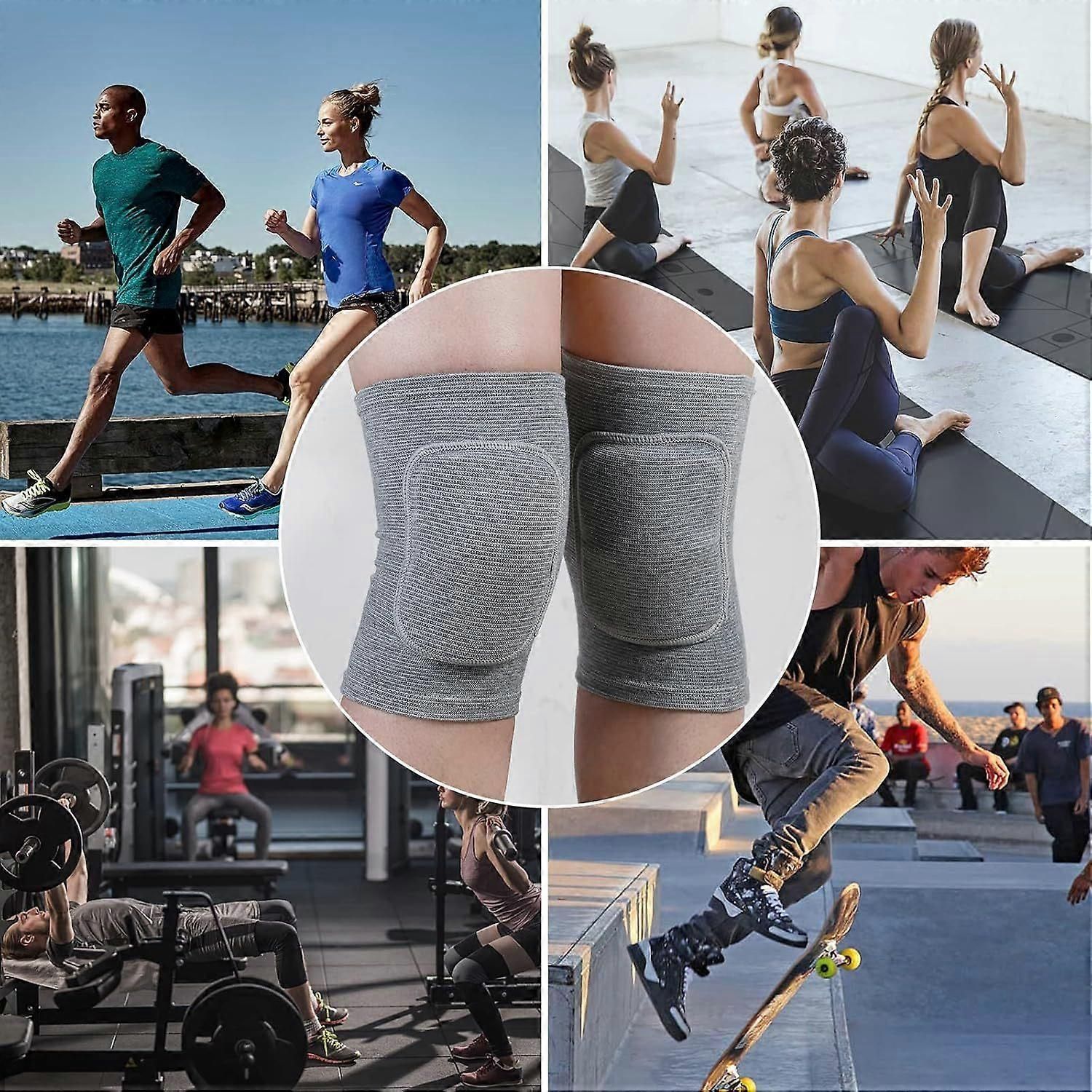 Pair of Knee Pads for Volleyball Dancing Sports Knee Support Sleeves with Sponge Padding Non-Slip Compression Protection for Basketball Running Cycling Fitness — image 5