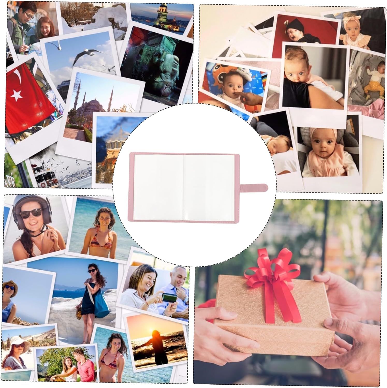 108 Pockets Photo Album Compatible with 3-inch 108 grid solid color vintage photo album storage photos(Pink) โ image 4