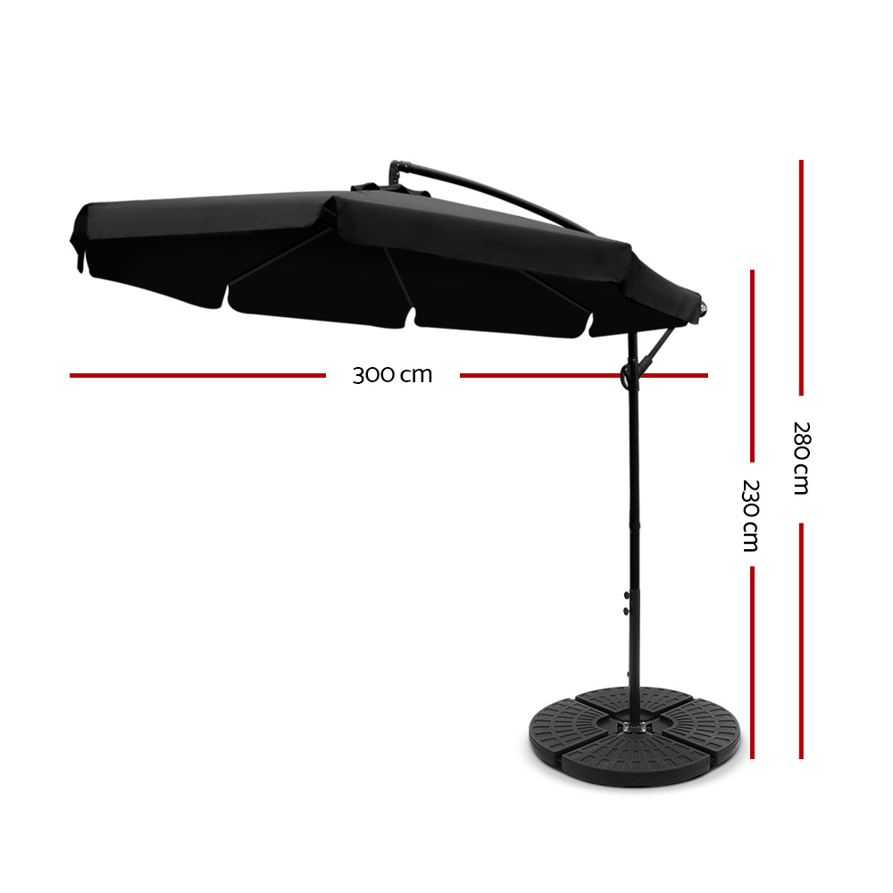 Instahut 3m Outdoor Umbrella w/Base Cantilever Garden Patio Beach Black โ image 2