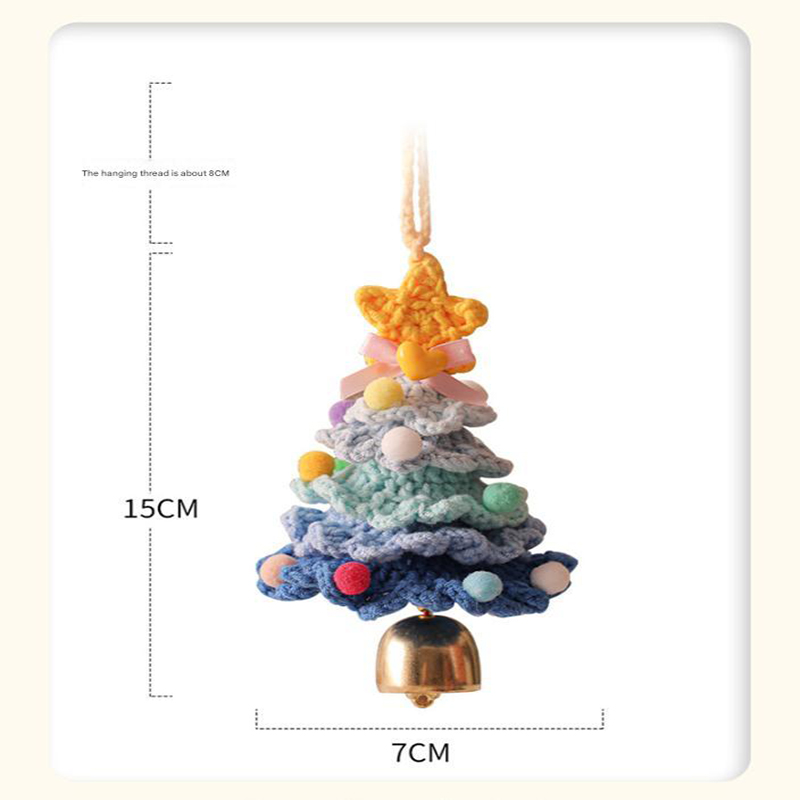 2 Pcs Handmade Crochet Christmas Tree Ornament - Plush Knitted Decoration with Bell - Ideal for Home, Car & Holiday Decor(Style A) — image 5