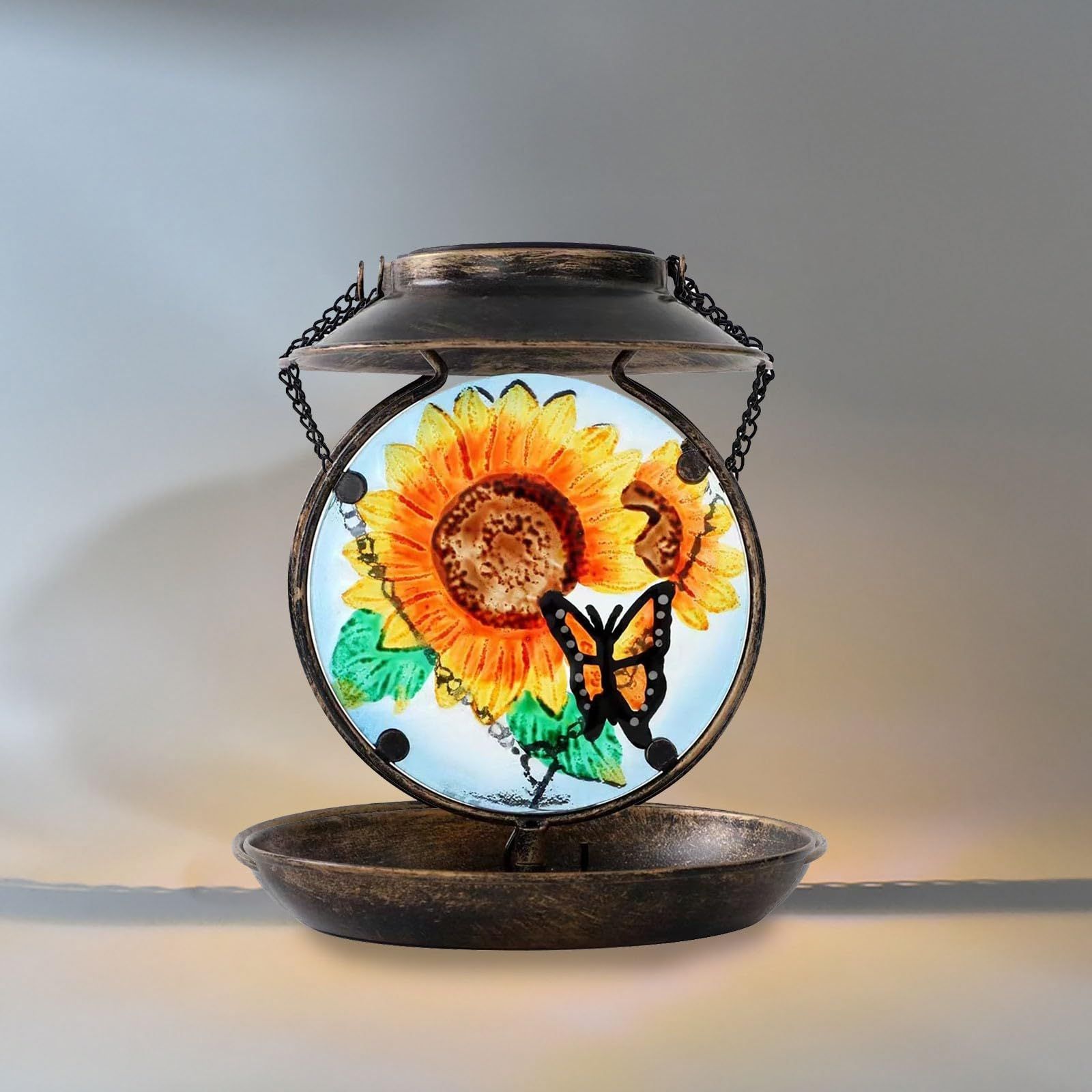 2 in 1 Bird Feeder Outdoors - Smart Bird Feeder with Solar Street Lamp, Waterproofing Garden Birdhouse (Sunflower) — image 2