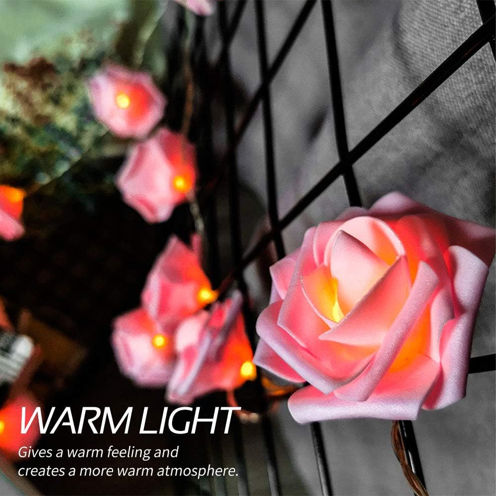 1 Piece Pink Rose LED Fairy Lights for Bedrooms, Weddings and Party Decor, Decorative Flower String Lighting for Indoor Ambience — image 3