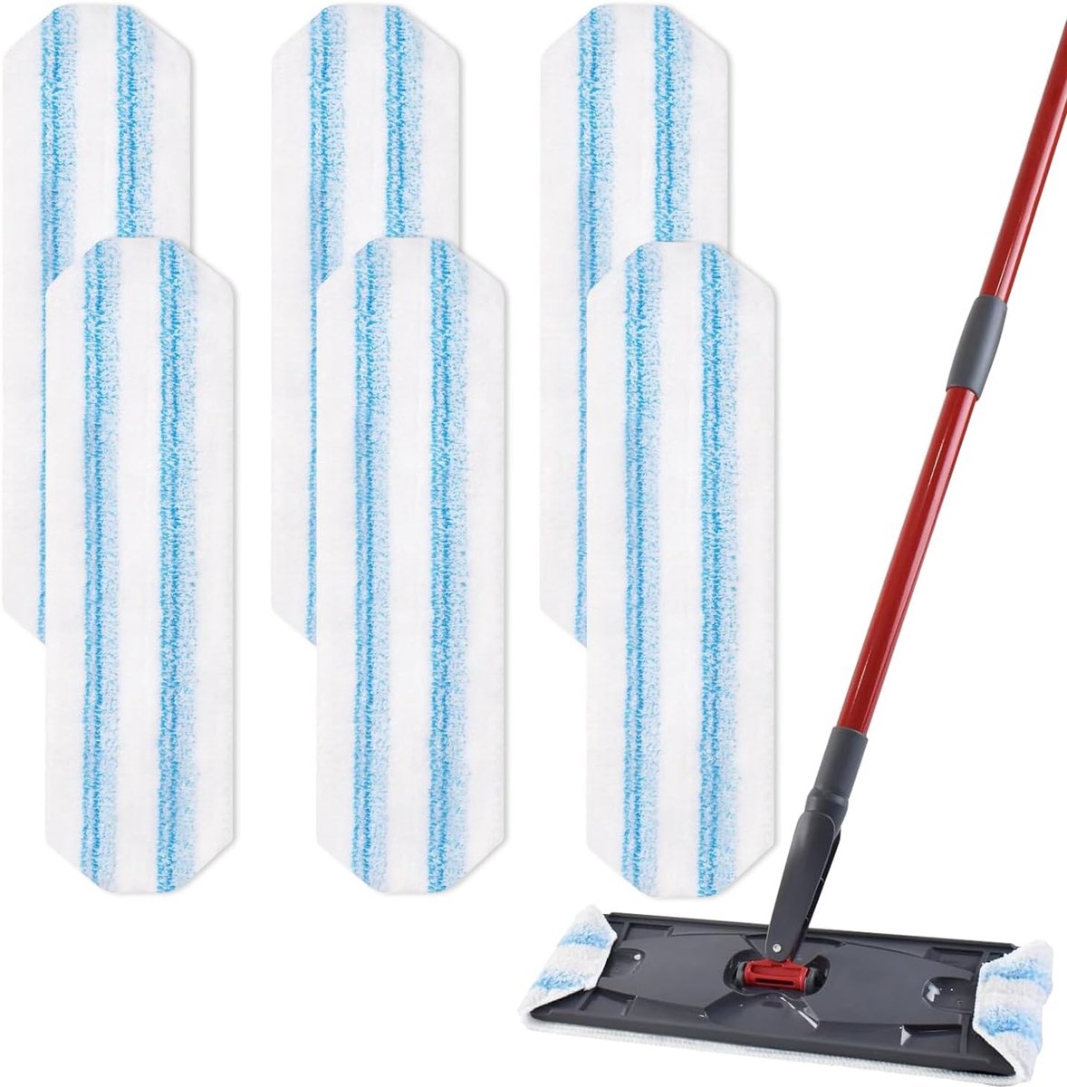 6-piece replacement mop pad set suitable for O Cedar H2prO mop system, suitable for Vileda H2PrO Flat Mop Refill Kit - mop head replacement - replacement mop