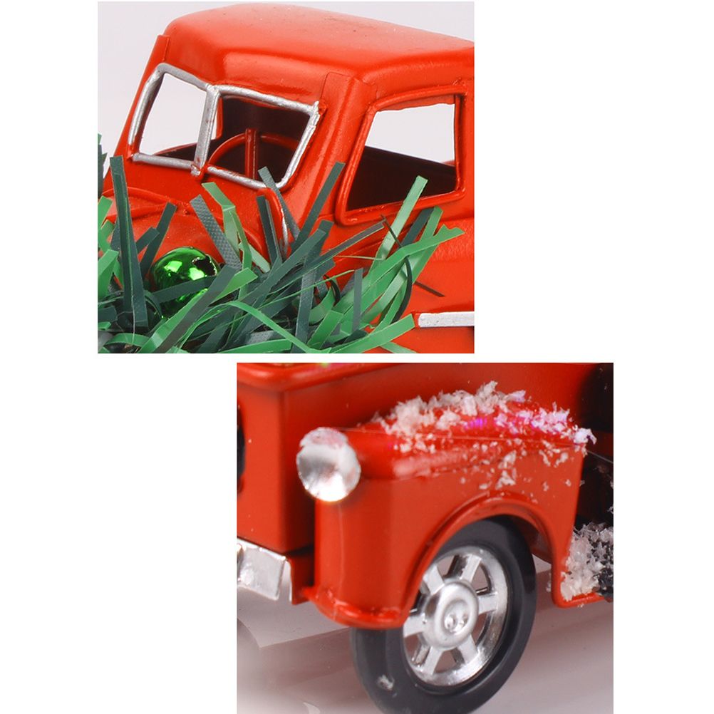 Christmas Vintage Red Truck Metal Truck Car with Christmas Trees Ornaments for Home Fireplace Desktop Decorations Holiday Xmas Supplies β image 4