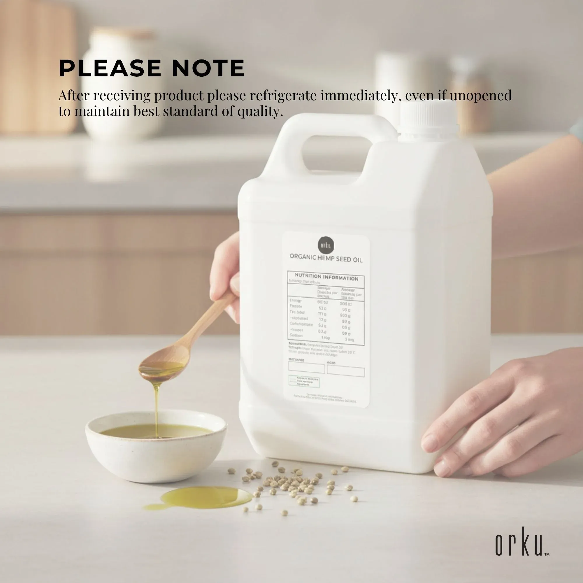 Orku 5L Organic Hemp Seed Oil - Cold Pressed Food Grade Oils — image 6