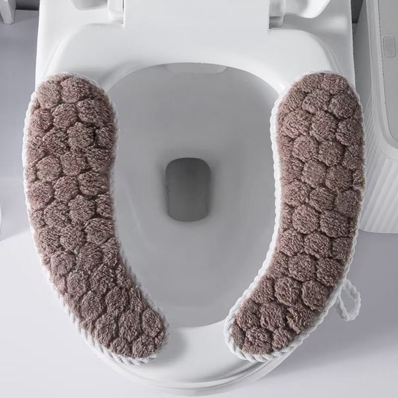 Soft Plush Toilet Seat Covers, Non-Slip Split Toilet Seat Pads with Elastic Straps and Hanging Loop, Universal Fit for Standard Household Toilets, Washable and — image 6
