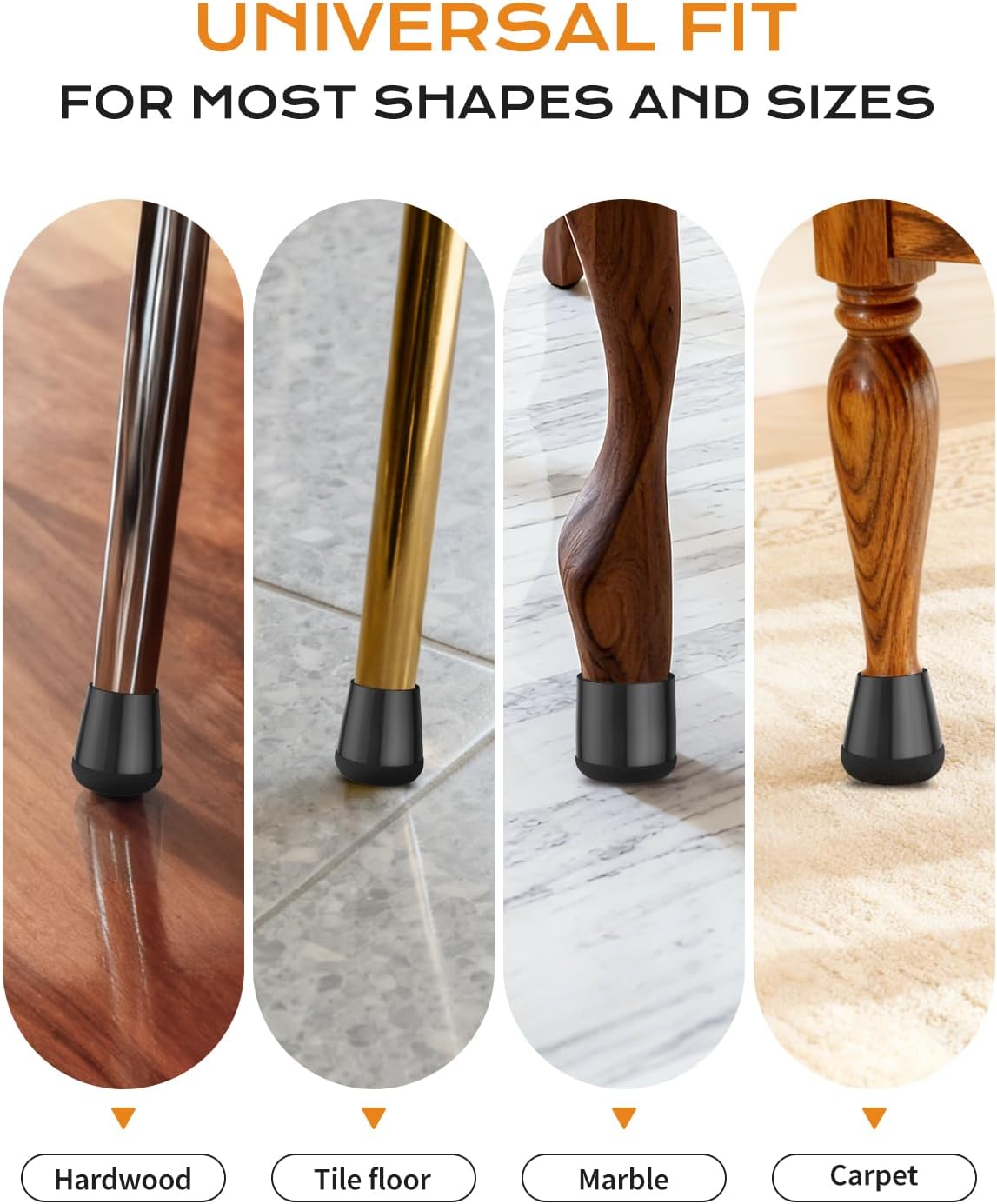 24 PCS Silicone & Felt Chair Leg Floor Protectors for Hardwood Floors - Furniture Pads, Chair Leg Covers/Cups - No Noise & Scratch-Proof - Round XS (Fits 9/16" — image 5