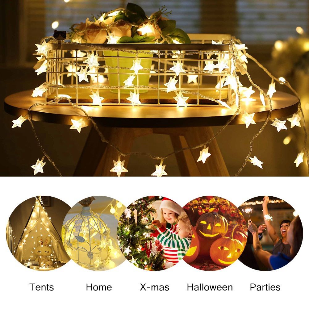 Battery Operated Led String Lights Ejoyous 6m 19ft 40 star Shape LED Lights Fairy Decorative Li — image 5