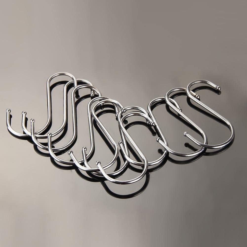 10pcs S Shaped Metal Hook Multi functional Bathroom Kitchen Hanging Hanger Clothes Holder (L) โ image 6