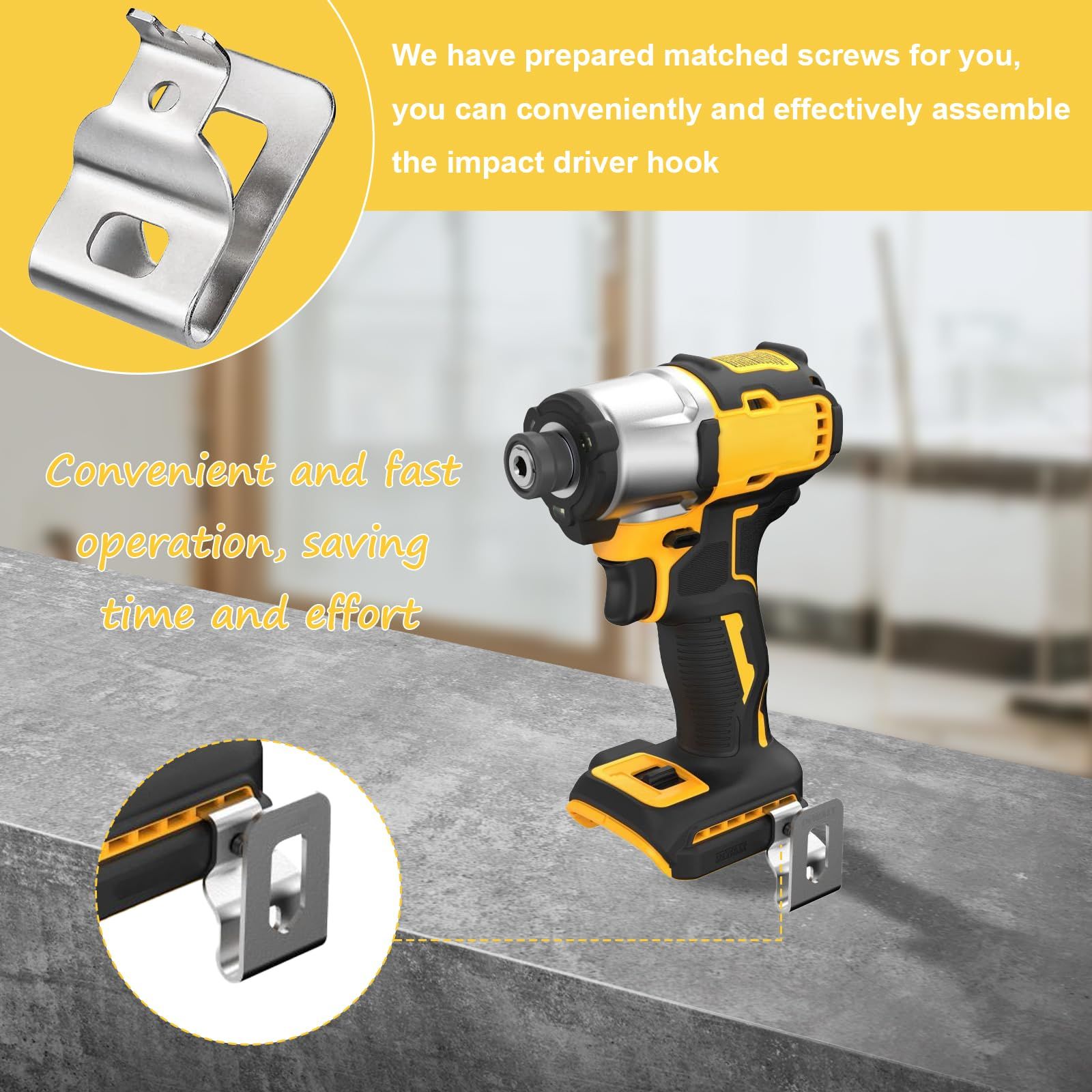 2pcs Tool side hook, electric tool belt buckle with screw, hand drill, impact wrench, screwdriver hook, metal waist buckle — image 3